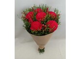 boeket roos rood groen H50cm